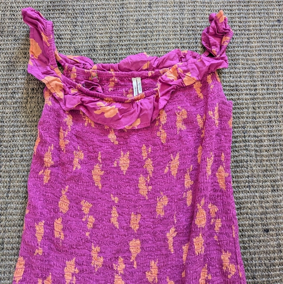 Anthropologie Off The Shoulder Pink Floral Stretch Smocked Midi Dress Medium - Picture 4 of 8